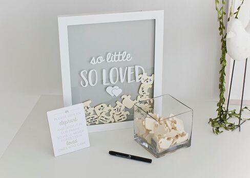 Pearhead Elephant Token Frame, Little Wishes Signature Baby Shower Guestbook Alternative, Pregnancy Keepsake for Soon to be Moms, Baby Shower Decor, Gray and White in Saudi Arabia