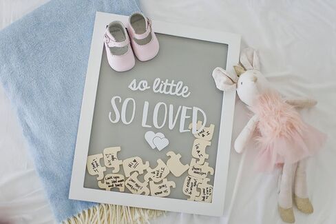 Pearhead Elephant Token Frame, Little Wishes Signature Baby Shower Guestbook Alternative, Pregnancy Keepsake for Soon to be Moms, Baby Shower Decor, Gray and White in Saudi Arabia