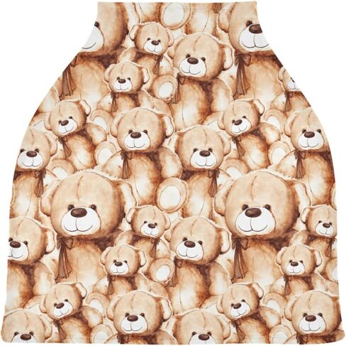 Brown Teddy Bear Baby Car Seat Covers Cartoon Animal Carseat Canopy Soft Infant Stroller Cover Nursing Breastfeeding Covers for Girls Boys Newborn Fit Summer Spring Autumn in Kuwait