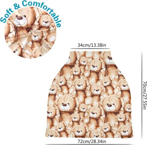 Brown Teddy Bear Baby Car Seat Covers Cartoon Animal Carseat Canopy Soft Infant Stroller Cover Nursing Breastfeeding Covers for Girls Boys Newborn Fit Summer Spring Autumn in Kuwait