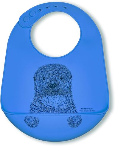 Modern Twist Bucket-Bib 100% Food-Grade Silicone, Waterproof and Reusable, Badger Family – Lavender in Saudi Arabia