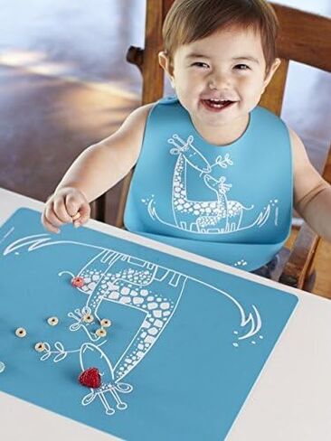 Modern Twist Bucket-Bib 100% Food-Grade Silicone, Waterproof and Reusable, Badger Family – Lavender in Saudi Arabia