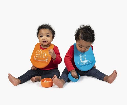 Modern Twist Bucket-Bib 100% Food-Grade Silicone, Waterproof and Reusable, Badger Family – Lavender in Saudi Arabia