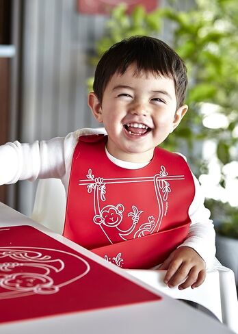 Modern Twist Bucket-Bib 100% Food-Grade Silicone, Waterproof and Reusable, Badger Family – Lavender in Kuwait