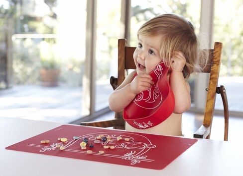 Modern Twist Bucket-Bib 100% Food-Grade Silicone, Waterproof and Reusable, Badger Family – Lavender in Kuwait