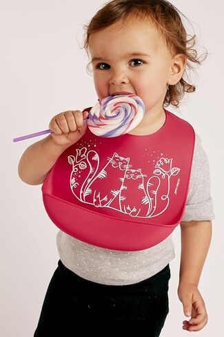 Modern Twist Bucket-Bib 100% Food-Grade Silicone, Waterproof and Reusable, Badger Family – Lavender in Kuwait