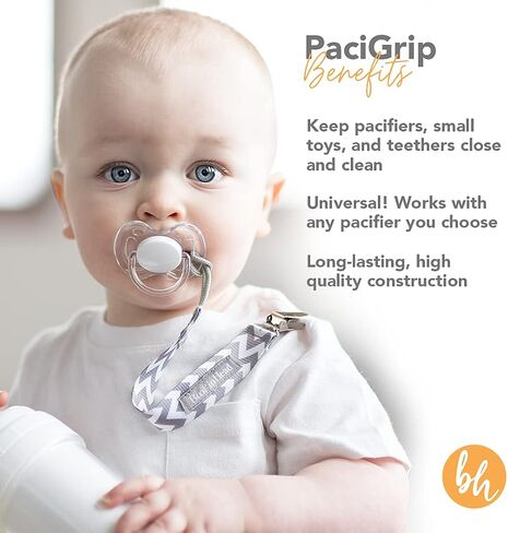 BooginHead Baby Newborn PaciGrip Pacifier Clip, Chevron Gray (Pack of 2) in Saudi Arabia