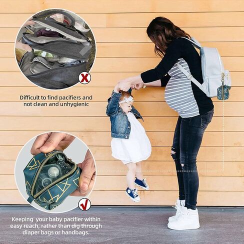 Smlpuame Pacifier Holder Case,BPA Free Leather Baby Pacifier Cover Pouch,Binky Case for Diaper Bag or Purse,Holder 4 Pacifiers or Teether Toy,Outdoor Travel Accessories,Easy to Clean(Cactus) in Saudi Arabia