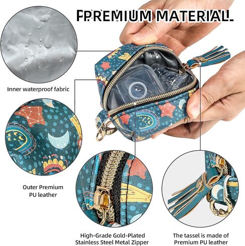 Smlpuame Pacifier Holder Case,BPA Free Leather Baby Pacifier Cover Pouch,Binky Case for Diaper Bag or Purse,Holder 4 Pacifiers or Teether Toy,Outdoor Travel Accessories,Easy to Clean(Cactus) in Kuwait