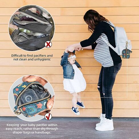 Smlpuame Pacifier Holder Case,BPA Free Leather Baby Pacifier Cover Pouch,Binky Case for Diaper Bag or Purse,Holder 4 Pacifiers or Teether Toy,Outdoor Travel Accessories,Easy to Clean(Cactus) in Kuwait
