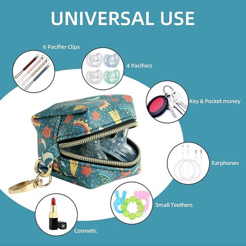 Smlpuame Pacifier Holder Case,BPA Free Leather Baby Pacifier Cover Pouch,Binky Case for Diaper Bag or Purse,Holder 4 Pacifiers or Teether Toy,Outdoor Travel Accessories,Easy to Clean(Cactus) in Kuwait