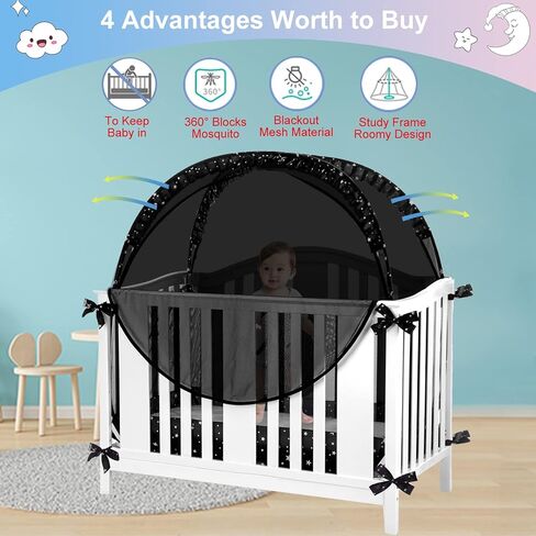 Baby Safety Crib Tent to Keep Baby from Climbing Out See Through Mesh Crib Net Mosquito Net Pop Up Crib Tent Net of Cribs in Kuwait
