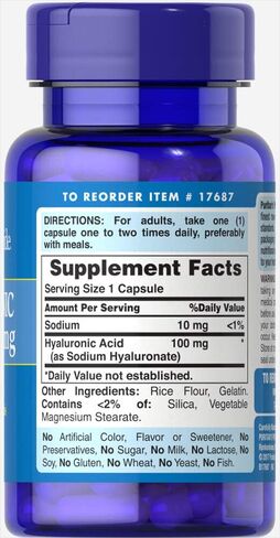 Puritan's Pride Hyaluronic Acid 100 mg-30 Capsules in Saudi Arabia