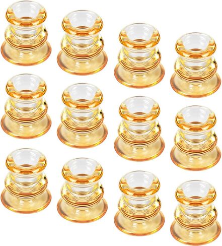 Amber Glass Candlestick Holders, Set of 2 Taper Candle Holders for Wedding, Decoration and Dinning in Kuwait