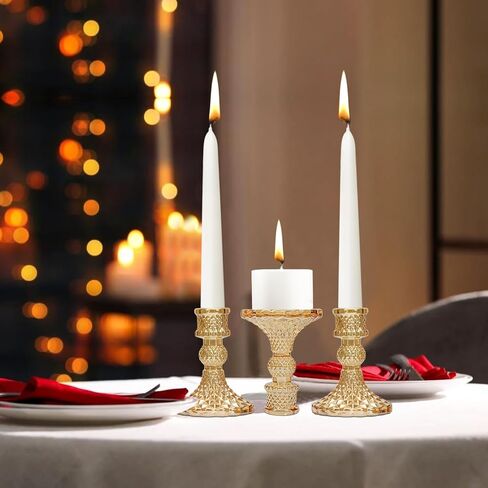 Daofary Taper Candlestick Holder Set of 12, Clear Glass Candle Holders for Candlesticks, Crystal Taper Candle Holders for Table Centerpiece Fit 0.8 Inch Candles (Clear) in Kuwait