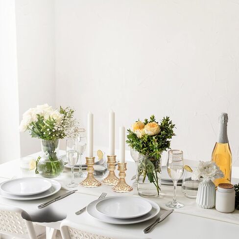 Daofary Taper Candlestick Holder Set of 12, Clear Glass Candle Holders for Candlesticks, Crystal Taper Candle Holders for Table Centerpiece Fit 0.8 Inch Candles (Clear) in Kuwait