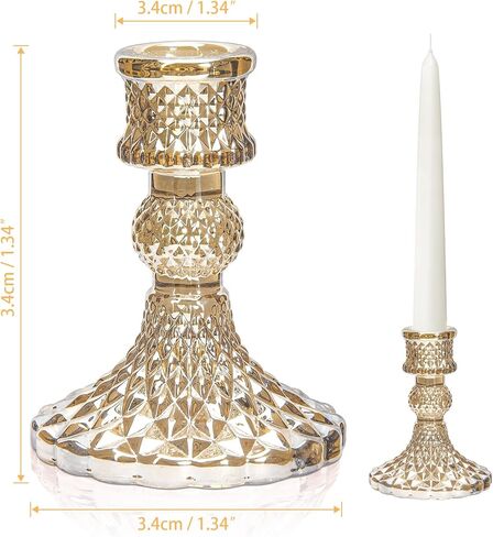 Daofary Taper Candlestick Holder Set of 12, Clear Glass Candle Holders for Candlesticks, Crystal Taper Candle Holders for Table Centerpiece Fit 0.8 Inch Candles (Clear) in Kuwait