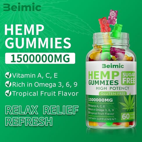 Naturals Fruit Hemp Gummies 1,500,000mg High Strength - Natural Hemp Oil Infused Gummies Great for Peace & Relaxation,America's #1 Favorite Hemp Gummy Brand! 60 Gummies-(Pack of 2) in Saudi Arabia