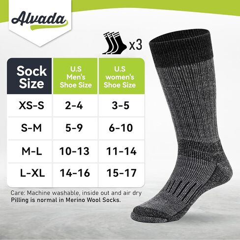 Alvada Warm Thermal Wool Socks for Winter Moisture Wicking and Breathable Cozy Boot Socks in Kuwait