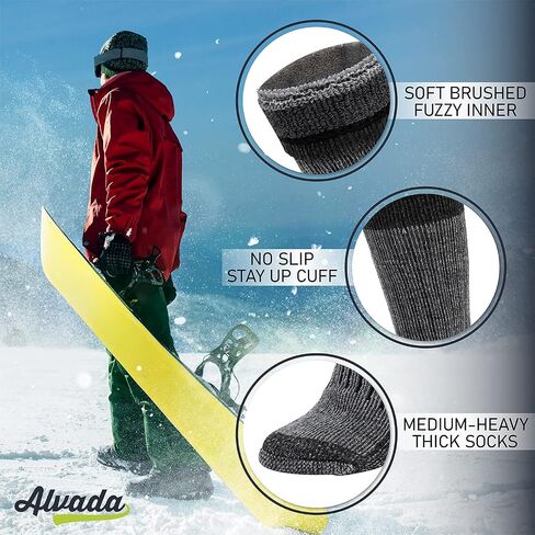 Alvada Warm Thermal Wool Socks for Winter Moisture Wicking and Breathable Cozy Boot Socks in Kuwait