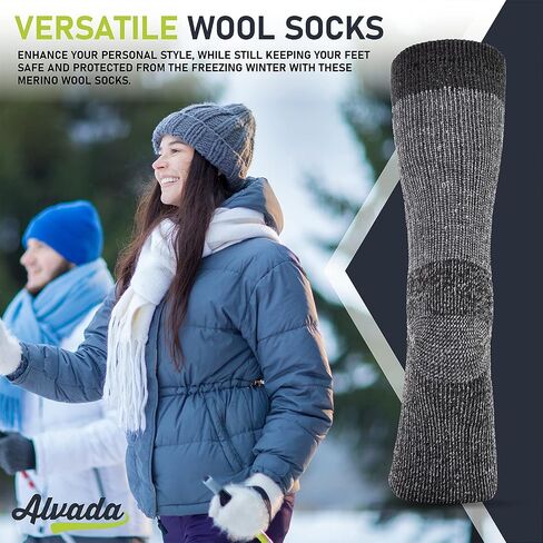 Alvada Warm Thermal Wool Socks for Winter Moisture Wicking and Breathable Cozy Boot Socks in Kuwait