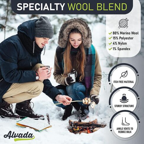 Alvada Warm Thermal Wool Socks for Winter Moisture Wicking and Breathable Cozy Boot Socks in Kuwait