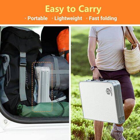 Coastrail Outdoor Folding Camping Table with Storage Height Adjustable Portable Lightweight Camping Table for Party, BBQ, Backyards and Picnic, White, 36 inch X 24 inch X 28 inch in Kuwait