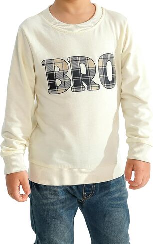 سويت شيرت للأطفال الصغار بأكمام طويلة وفتحة رقبة مستديرة وبلوزة للأطفال ملابس خريف وشتاء منقوشة in Kuwait