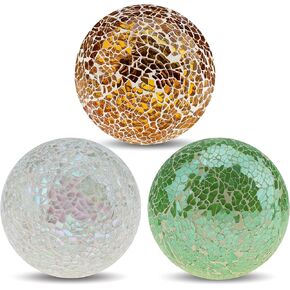 6pcs Glass Mosaic Sphere Decorative Balls 3.35inch for Centerpiece Bowl Decor Glass Orbs Vases Fillers Dining Table Tray Mixed Color
