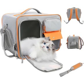 شنطة ظهر لحمل الحيوانات الاليفة 3 في 1، شنطة محمولة للحيوانات الاليفة - شنطة حمل الحيوانات الاليفة من القماش قابلة للطي، شنطة سفر للكلاب والقطط، شنطة يد قابلة للطي مع سحابات امان وجيوب وسجادة مخملية in Kuwait
