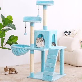 KZLAA 54in Cat Tree Cat Tower Condo Furniture Scratch Post with Natural Sisal Rope, Hammock & Cradle for Cats Kittens, Tall Cat Climbing Stand with Plush Perch & Toys (Beige) in Saudi Arabia