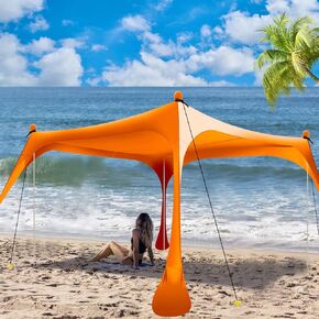 Buheco Beach Tent Pop Up Shade 7x7.5ft Beach Canopy Sun Shelter UPF50+ مع 4 أقطاب قابلة للطي - حقيبة حمل محمولة - مجرفة رملية - أوتاد أرضية - حبال مقاومة للرياح للتخييم العائلي في الهواء الطلق - صيد الأسماك - نزهة