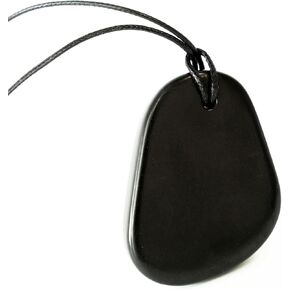 Karelian Heritage Shungite Stone Necklace | Round Shungite Pendant Amulet | Authentic Shungite Jewelry | Shungite Protection Necklace Shield | Crystal Healing Necklace for Meditation in Kuwait