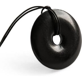 Karelian Heritage Shungite Stone Necklace | Round Shungite Pendant Amulet | Authentic Shungite Jewelry | Shungite Protection Necklace Shield | Crystal Healing Necklace for Meditation