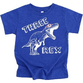 Olive Loves Apple Three Rex Dinosaur 3rd Birthday T-Shirts for Baby Girls and Boys Third Birthday Outfit