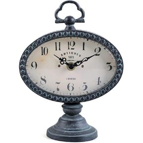 NIKKY HOME Vintage Table Clock with Beads, Shelf Desk Top Clock Battery Operated Rustic Design, Chic Home Decor for Fireplace Mantel, Desktop, Countertop, Antique Turquoise