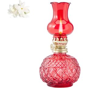 ZWIFEJIANQ Oil Lamps for Indoor Use, Kerosene Lamp Hurricane Lamp Decorative Lamplight Chamber Glass Oil Lamp, Translucence Barn Lantern Glass Kerosene Oil Lamp Lantern for Home Desktop Decor (Red) in Kuwait