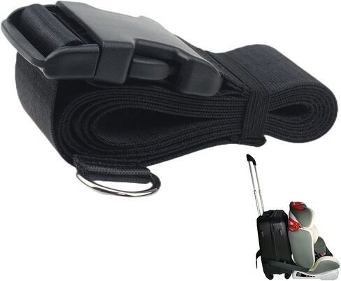 حزام سفر لمقعد السيارة | حزام أمتعة مقعد السيارة للمطار يحول بسهولة مقعد سيارة طفلك والأمتعة المحمولة إلى حامل عربة أطفال مقعد السيارة في المطار، لحل مخاوف السفر (أحمر) in Kuwait