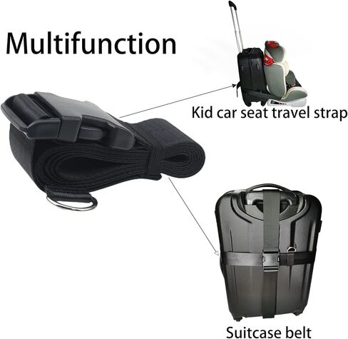 حزام سفر لمقعد السيارة | حزام أمتعة مقعد السيارة للمطار يحول بسهولة مقعد سيارة طفلك والأمتعة المحمولة إلى حامل عربة أطفال مقعد السيارة في المطار، لحل مخاوف السفر (أحمر) in Kuwait