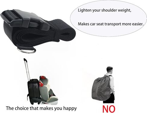 حزام سفر لمقعد السيارة | حزام أمتعة مقعد السيارة للمطار يحول بسهولة مقعد سيارة طفلك والأمتعة المحمولة إلى حامل عربة أطفال مقعد السيارة في المطار، لحل مخاوف السفر (أحمر) in Kuwait