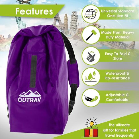 Car Seat Travel Bag with Backpack Straps – Protective Airport Approved Airplane Baggage Gate Check Luggage Storage Sack for Traveling with Booster or Carseat – Universal 2-in-1 Carrying Jacket System in Kuwait