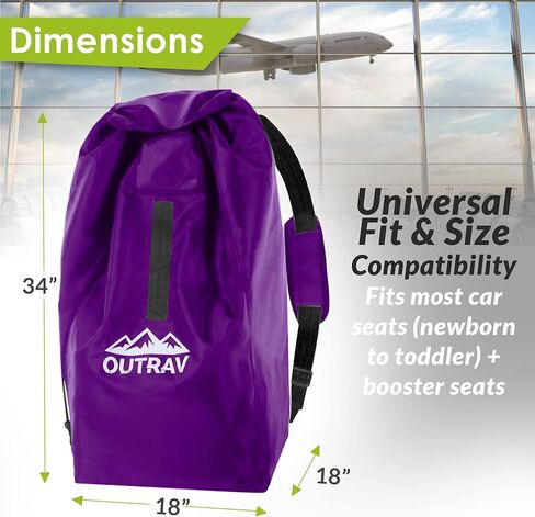 Car Seat Travel Bag with Backpack Straps – Protective Airport Approved Airplane Baggage Gate Check Luggage Storage Sack for Traveling with Booster or Carseat – Universal 2-in-1 Carrying Jacket System in Kuwait