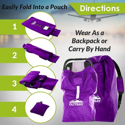 Car Seat Travel Bag with Backpack Straps – Protective Airport Approved Airplane Baggage Gate Check Luggage Storage Sack for Traveling with Booster or Carseat – Universal 2-in-1 Carrying Jacket System in Kuwait