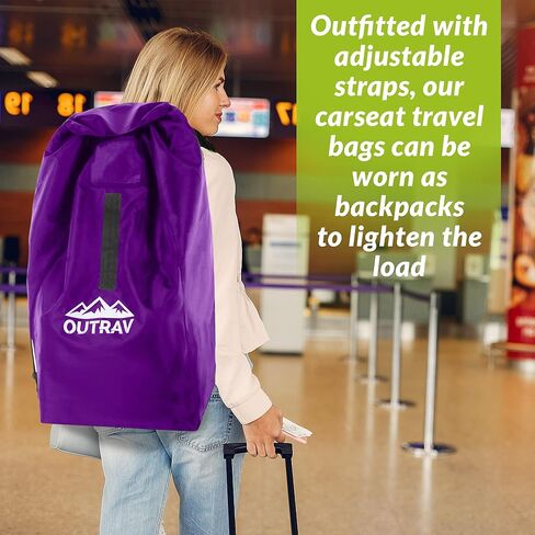 Car Seat Travel Bag with Backpack Straps – Protective Airport Approved Airplane Baggage Gate Check Luggage Storage Sack for Traveling with Booster or Carseat – Universal 2-in-1 Carrying Jacket System in Kuwait