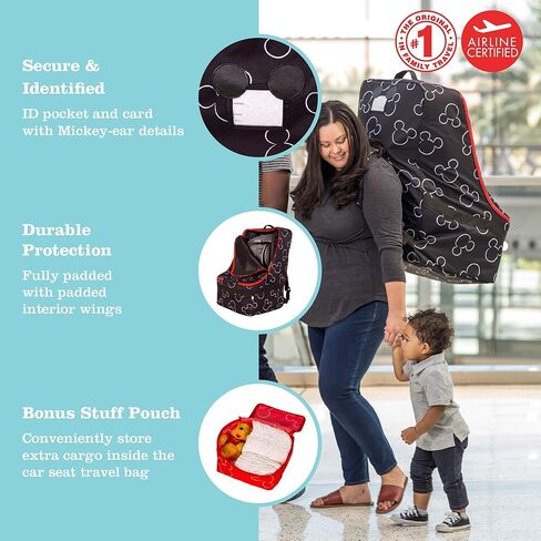 ديزني بيبي من جيه إل حقيبة ظهر تشايلدريس ألتيميت حقيبة سفر مبطنة فاخرة لمقعد السيارة - حقيبة فحص البوابة لمقاعد السيارة - تناسب جميع مقاعد السيارات وحاملات الأطفال والمقاعد الداعمة - رمادي in Kuwait