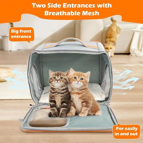 شنطة ظهر لحمل الحيوانات الاليفة 3 في 1، شنطة محمولة للحيوانات الاليفة - شنطة حمل الحيوانات الاليفة من القماش قابلة للطي، شنطة سفر للكلاب والقطط، شنطة يد قابلة للطي مع سحابات امان وجيوب وسجادة مخملية in Kuwait