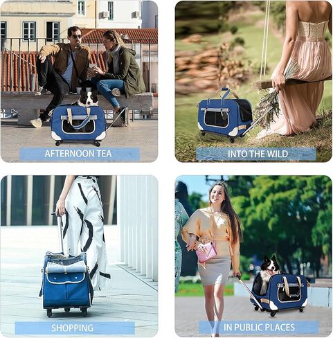 مساحة كبيرة من ELEGX تتسع لما يصل إلى (20 رطلاً - 35 رطلاً) لحامل الحيوانات الأليفة بعجلات قابلة للفصل، ومساحة كبيرة، للسفر في مقعد السيارة ومواعيد الطبيب البيطري (للحيوانات الأليفة التي يقل وزنها عن 35 رطلاً (ليست لشركات الطيران)، كاتشي) in Kuwait