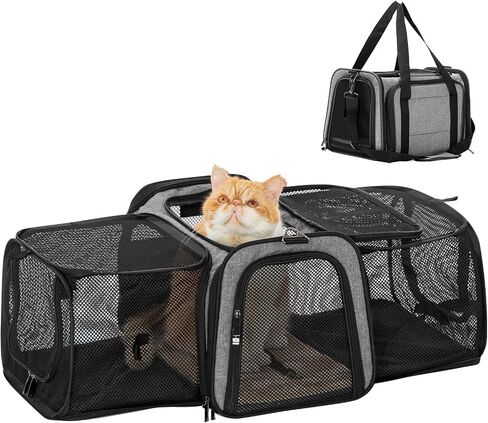 Petsfit 19 بوصة × 12 بوصة × 12 بوصة حامل كلب للقطط قابل للتوسيع للقطط الصغيرة المتوسطة أو الجرو يصل وزنه إلى 20 رطلاً، امتداد مربع يضيف مساحة أكبر، حامل حيوانات أليفة ناعم قابل للغسل للسفر في المنزل في الهواء الطلق، رمادي in Kuwait