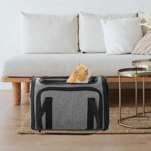 Petsfit 19 بوصة × 12 بوصة × 12 بوصة حامل كلب للقطط قابل للتوسيع للقطط الصغيرة المتوسطة أو الجرو يصل وزنه إلى 20 رطلاً، امتداد مربع يضيف مساحة أكبر، حامل حيوانات أليفة ناعم قابل للغسل للسفر في المنزل في الهواء الطلق، رمادي in Kuwait