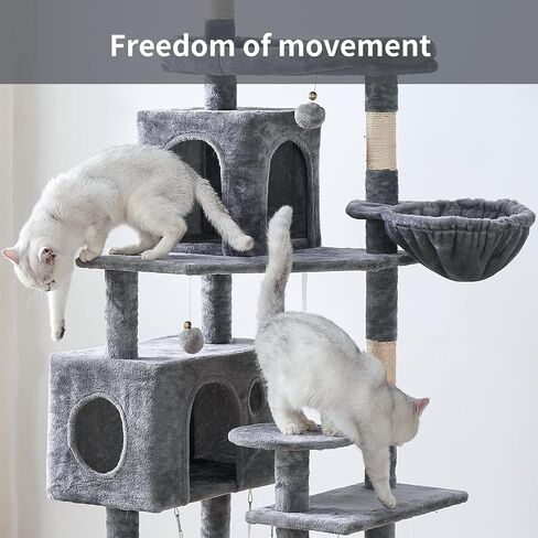 Cat Tree 71.6 inches Cat Tower for Indoor Cats, Multi-Level Cat Condo Furniture with Scratching Posts Plush Perches, Activity Center with Cozy Basket & Hammock for Large Cat,Beige in Saudi Arabia